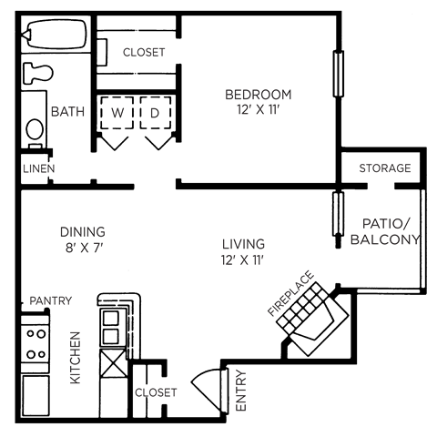 St. Tropez Floor Plan at The Players Club of Brentwood Apartments in Nashville, Tennessee